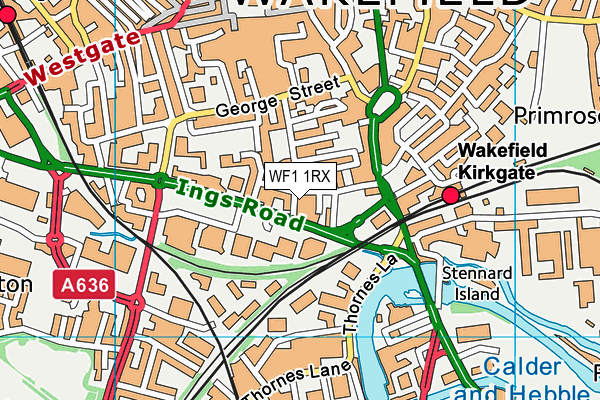 WF1 1RX map - OS VectorMap District (Ordnance Survey)