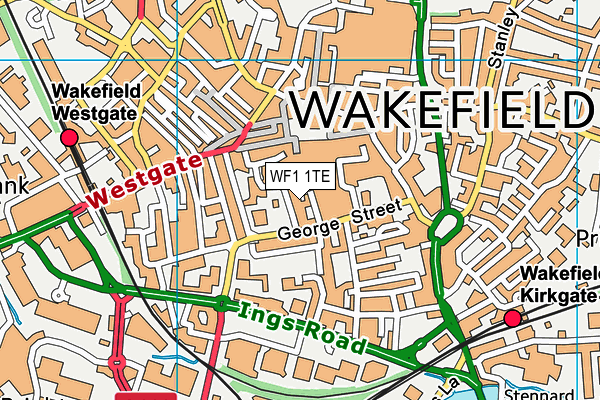 WF1 1TE map - OS VectorMap District (Ordnance Survey)