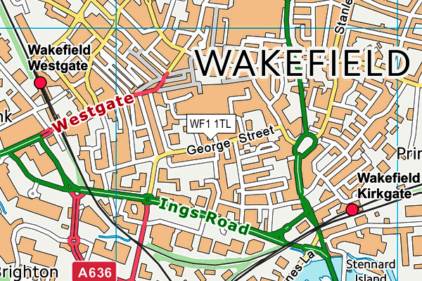 WF1 1TL map - OS VectorMap District (Ordnance Survey)