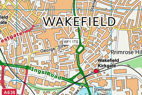 WF1 1TS map - OS VectorMap District (Ordnance Survey)