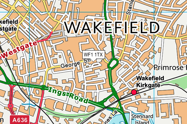 WF1 1TX map - OS VectorMap District (Ordnance Survey)