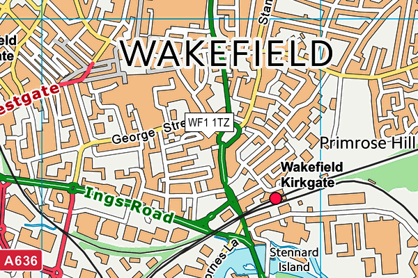 WF1 1TZ map - OS VectorMap District (Ordnance Survey)