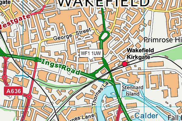 WF1 1UW map - OS VectorMap District (Ordnance Survey)