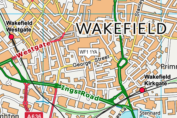 WF1 1YA map - OS VectorMap District (Ordnance Survey)