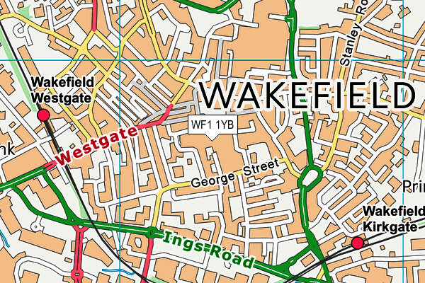 WF1 1YB map - OS VectorMap District (Ordnance Survey)