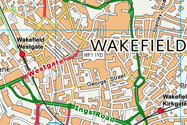 WF1 1YD map - OS VectorMap District (Ordnance Survey)