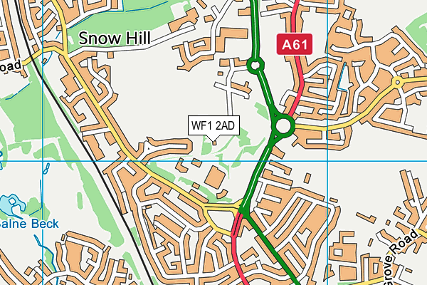 WF1 2AD map - OS VectorMap District (Ordnance Survey)