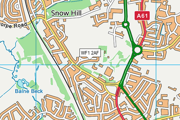 WF1 2AF map - OS VectorMap District (Ordnance Survey)