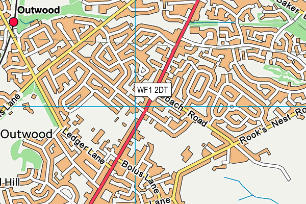 WF1 2DT map - OS VectorMap District (Ordnance Survey)
