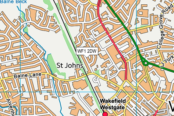 WF1 2DW map - OS VectorMap District (Ordnance Survey)