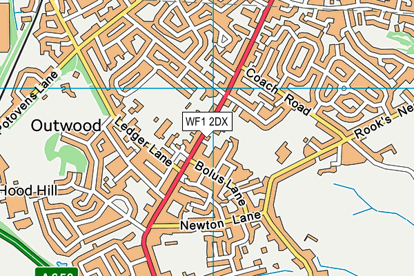 WF1 2DX map - OS VectorMap District (Ordnance Survey)