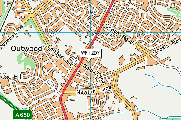 WF1 2DY map - OS VectorMap District (Ordnance Survey)