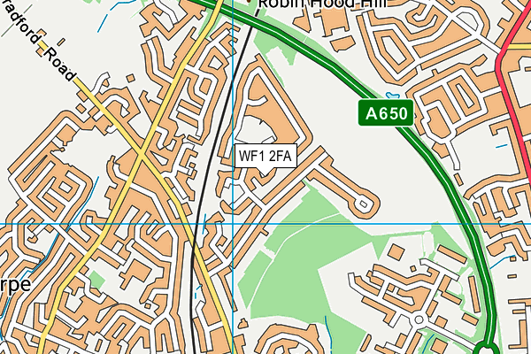 WF1 2FA map - OS VectorMap District (Ordnance Survey)