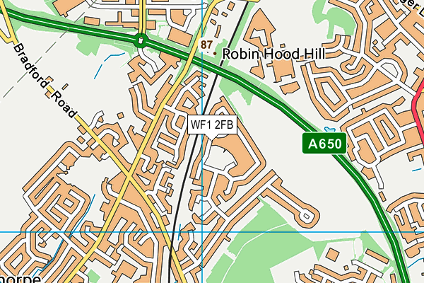 WF1 2FB map - OS VectorMap District (Ordnance Survey)