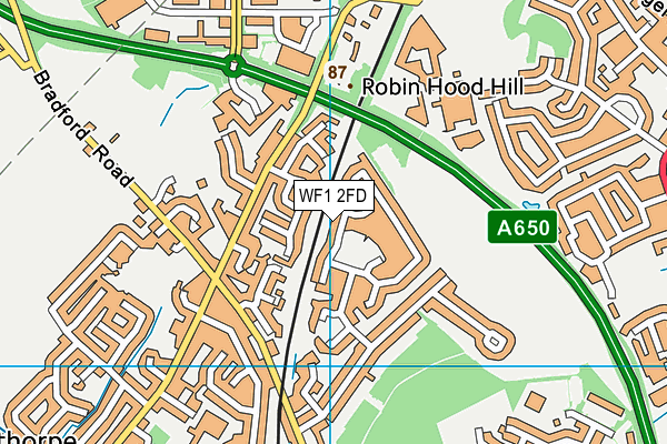 WF1 2FD map - OS VectorMap District (Ordnance Survey)