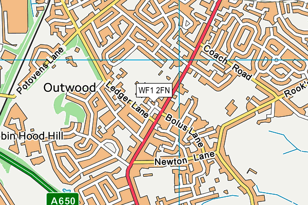 WF1 2FN map - OS VectorMap District (Ordnance Survey)