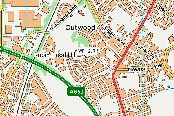 WF1 2JR map - OS VectorMap District (Ordnance Survey)