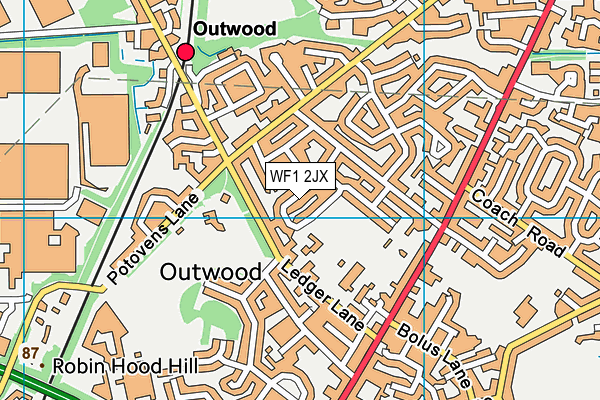 WF1 2JX map - OS VectorMap District (Ordnance Survey)