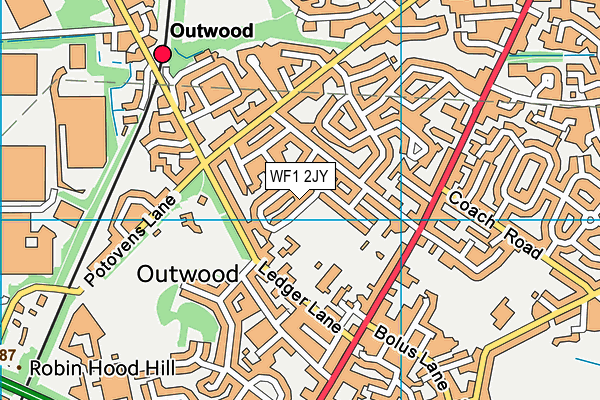 WF1 2JY map - OS VectorMap District (Ordnance Survey)
