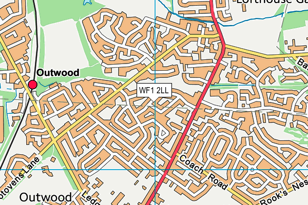 WF1 2LL map - OS VectorMap District (Ordnance Survey)