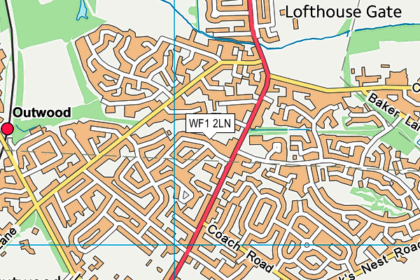 WF1 2LN map - OS VectorMap District (Ordnance Survey)