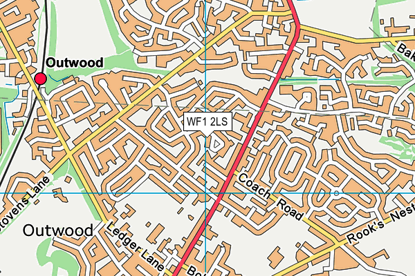 WF1 2LS map - OS VectorMap District (Ordnance Survey)