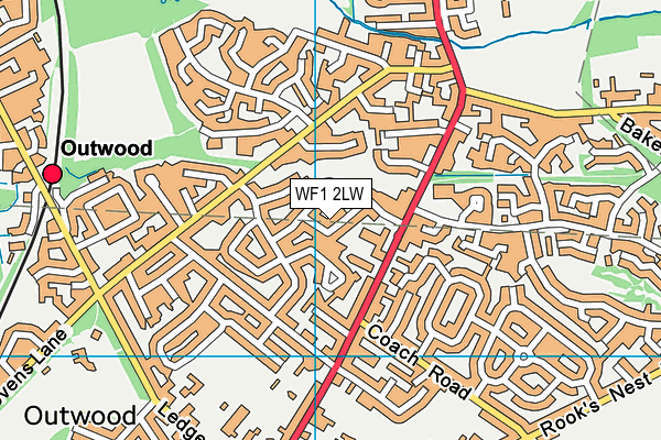 WF1 2LW map - OS VectorMap District (Ordnance Survey)
