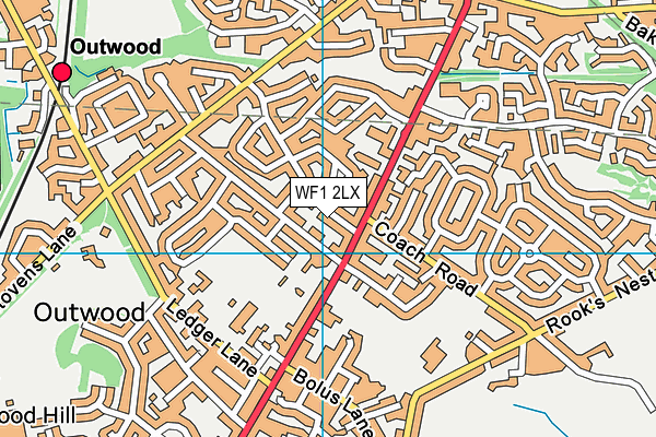 WF1 2LX map - OS VectorMap District (Ordnance Survey)