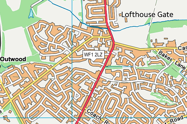 WF1 2LZ map - OS VectorMap District (Ordnance Survey)