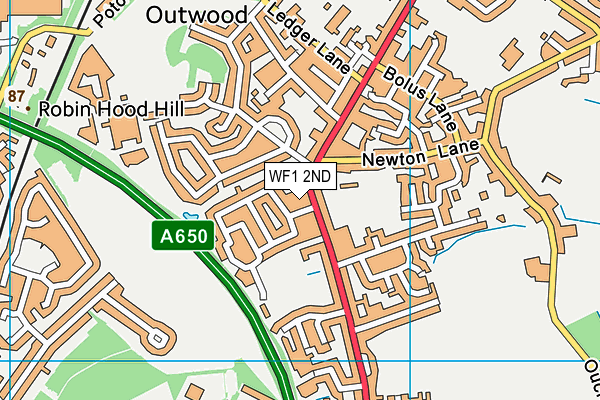 WF1 2ND map - OS VectorMap District (Ordnance Survey)