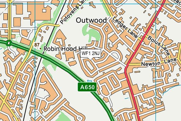 WF1 2NJ map - OS VectorMap District (Ordnance Survey)