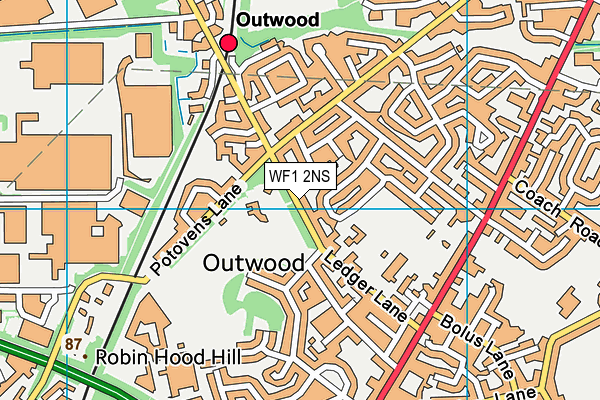 WF1 2NS map - OS VectorMap District (Ordnance Survey)