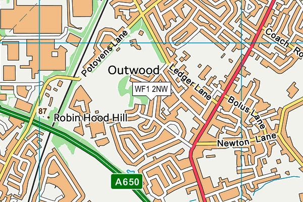 WF1 2NW map - OS VectorMap District (Ordnance Survey)