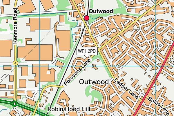 WF1 2PD map - OS VectorMap District (Ordnance Survey)