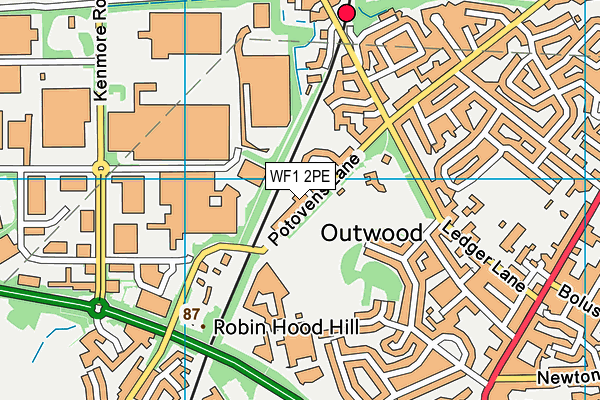 Outwood Park map (WF1 2PE) - OS VectorMap District (Ordnance Survey)