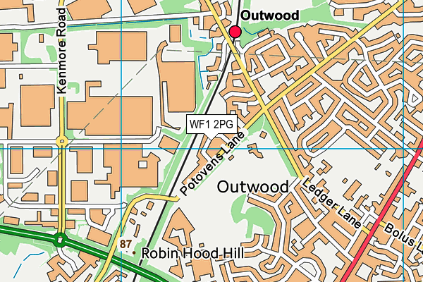 WF1 2PG map - OS VectorMap District (Ordnance Survey)
