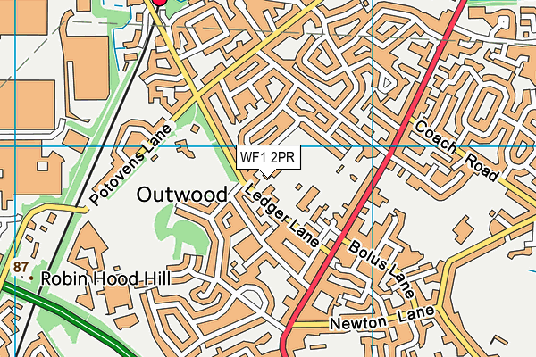 WF1 2PR map - OS VectorMap District (Ordnance Survey)