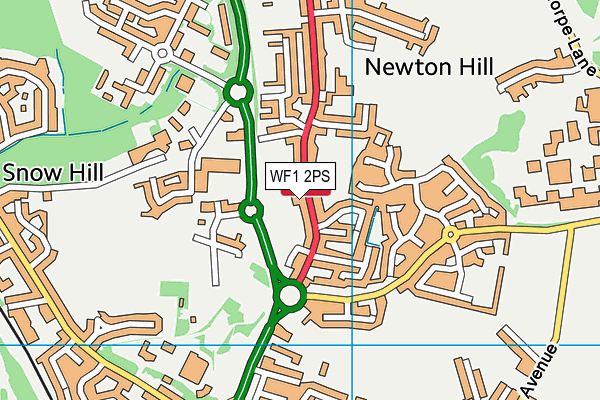 WF1 2PS map - OS VectorMap District (Ordnance Survey)