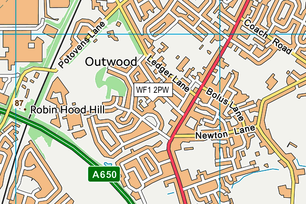 WF1 2PW map - OS VectorMap District (Ordnance Survey)