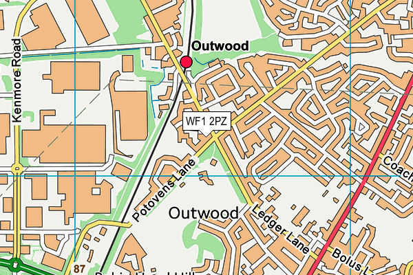 WF1 2PZ map - OS VectorMap District (Ordnance Survey)