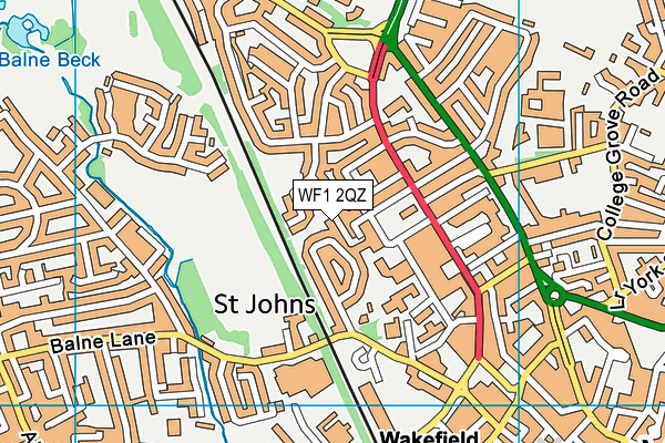 WF1 2QZ map - OS VectorMap District (Ordnance Survey)