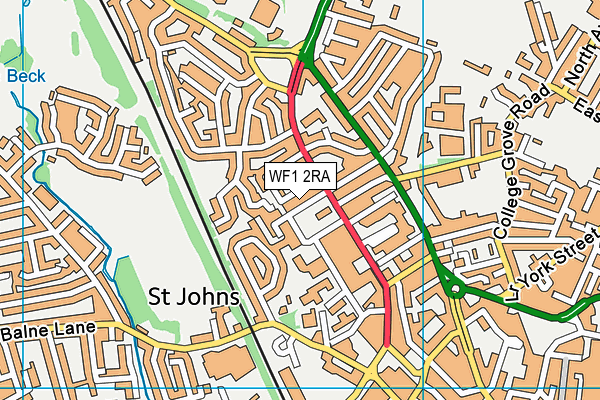 WF1 2RA map - OS VectorMap District (Ordnance Survey)