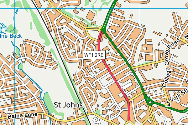 WF1 2RE map - OS VectorMap District (Ordnance Survey)