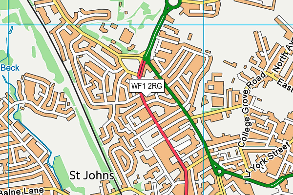 WF1 2RG map - OS VectorMap District (Ordnance Survey)