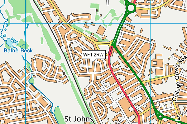 WF1 2RW map - OS VectorMap District (Ordnance Survey)