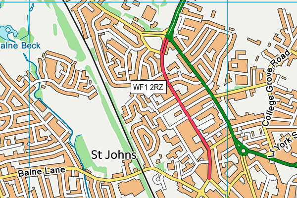 WF1 2RZ map - OS VectorMap District (Ordnance Survey)