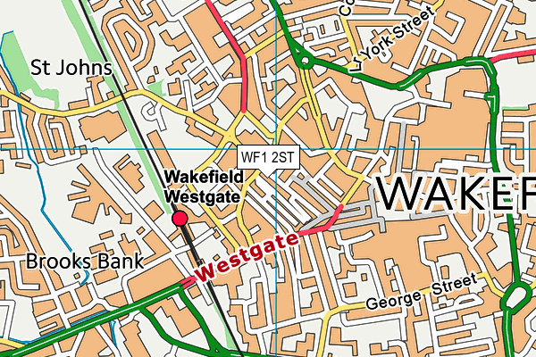 WF1 2ST map - OS VectorMap District (Ordnance Survey)