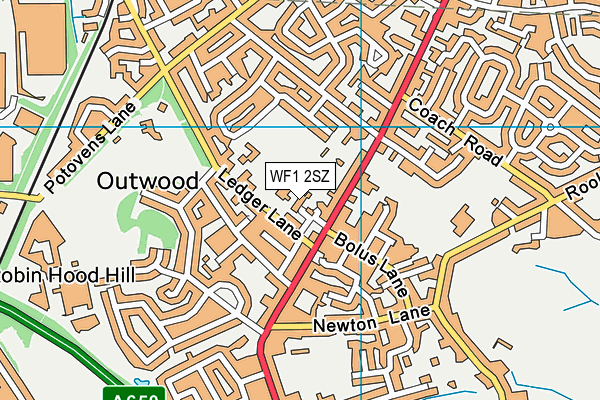 WF1 2SZ map - OS VectorMap District (Ordnance Survey)