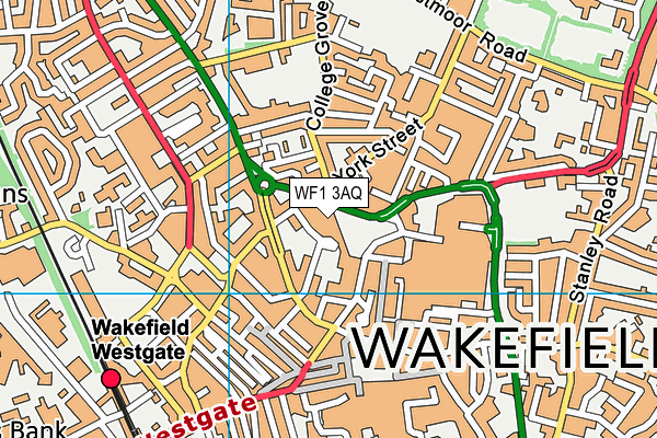 WF1 3AQ map - OS VectorMap District (Ordnance Survey)