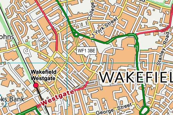 WF1 3BE map - OS VectorMap District (Ordnance Survey)